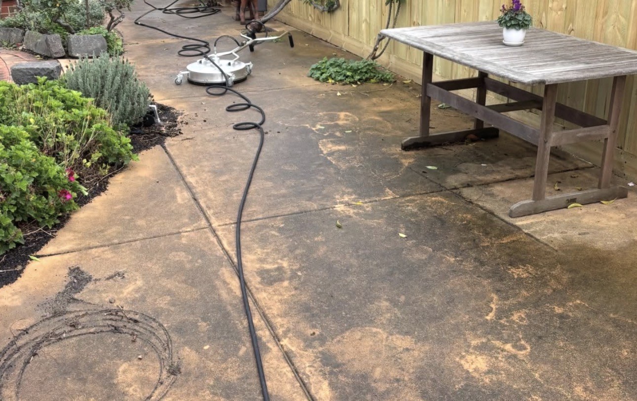 Concrete surfaces before cleaning